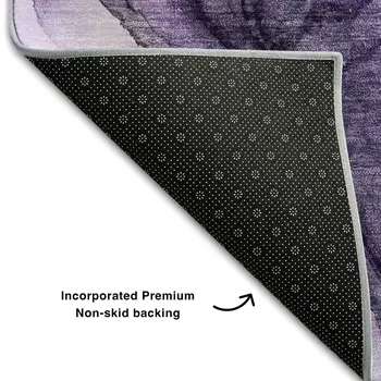 8' Purple Green And Ivory Abstract Washable Round Rug With UV Protection