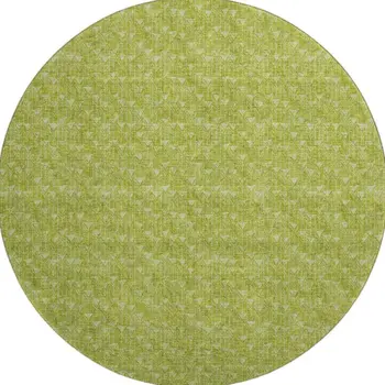 8' Fern Green And Ivory Geometric Washable Round Rug With UV Protection