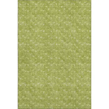 10' X 14' Fern Green And Ivory Geometric Washable Area Rug With UV Protection