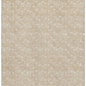 3' X 5' Beige And Ivory Geometric Washable Area Rug With UV Protection