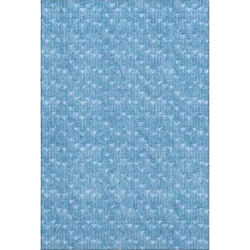 3' X 5' Blue And Ivory Geometric Washable Area Rug With UV Protection