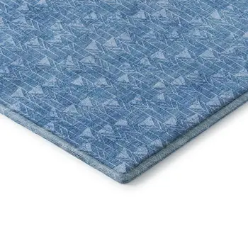 3' X 5' Blue And Ivory Geometric Washable Area Rug With UV Protection