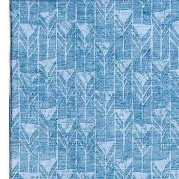 3' X 5' Blue And Ivory Geometric Washable Area Rug With UV Protection
