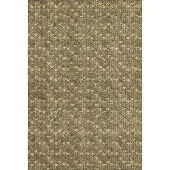 3' X 5' Brown And Ivory Geometric Washable Area Rug With UV Protection