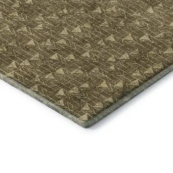 3' X 5' Brown And Ivory Geometric Washable Area Rug With UV Protection