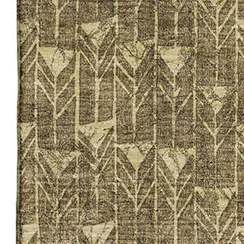 3' X 5' Brown And Ivory Geometric Washable Area Rug With UV Protection