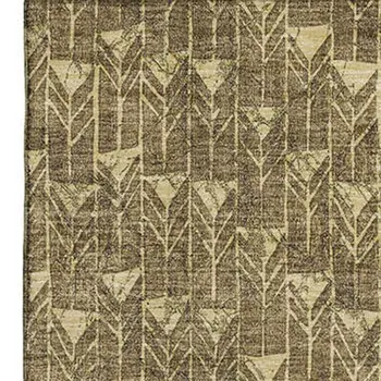 3' X 5' Brown And Ivory Geometric Washable Area Rug With UV Protection