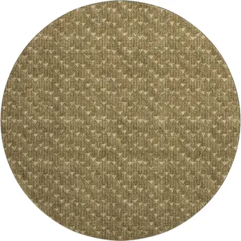 8' Brown And Ivory Geometric Washable Round Rug With UV Protection