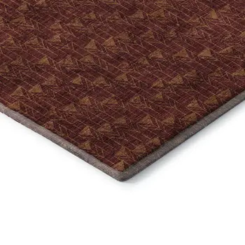 8' X 10' Burgundy And Brown Geometric Washable Area Rug With UV Protection