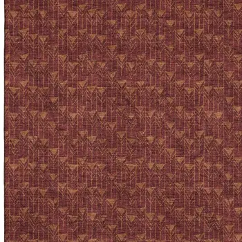 8' X 10' Burgundy And Brown Geometric Washable Area Rug With UV Protection