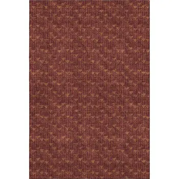 10' X 14' Burgundy And Brown Geometric Washable Area Rug With UV Protection