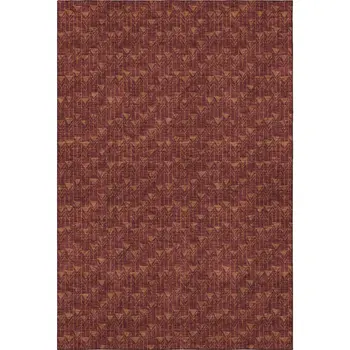 10' X 14' Burgundy And Brown Geometric Washable Area Rug With UV Protection
