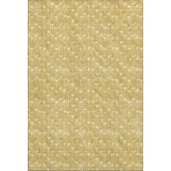 9' X 12' Gold And Ivory Geometric Washable Area Rug With UV Protection