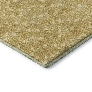 9' X 12' Gold And Ivory Geometric Washable Area Rug With UV Protection