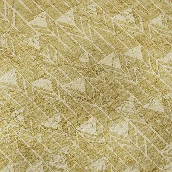 9' X 12' Gold And Ivory Geometric Washable Area Rug With UV Protection