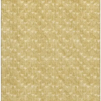 9' X 12' Gold And Ivory Geometric Washable Area Rug With UV Protection