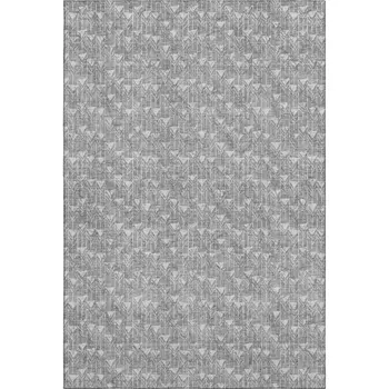 5' X 8' Gray And Ivory Geometric Washable Area Rug With UV Protection