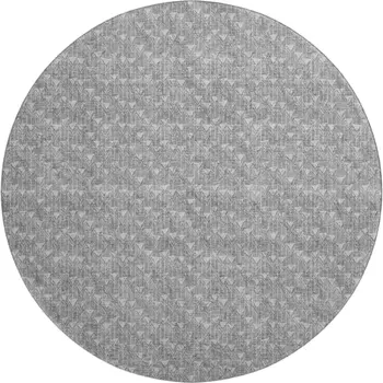 8' Gray And Ivory Geometric Washable Round Rug With UV Protection