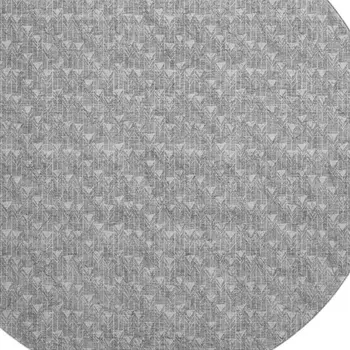 8' Gray And Ivory Geometric Washable Round Rug With UV Protection
