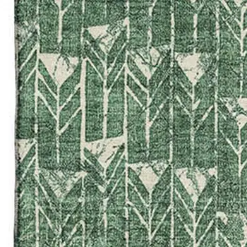 5' X 8' Green And Ivory Geometric Washable Area Rug With UV Protection