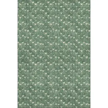9' X 12' Green And Ivory Geometric Washable Area Rug With UV Protection