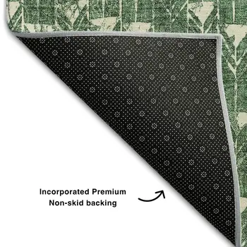9' X 12' Green And Ivory Geometric Washable Area Rug With UV Protection