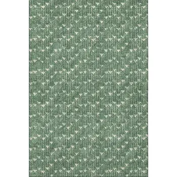 9' X 12' Green And Ivory Geometric Washable Area Rug With UV Protection