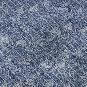 9' X 12' Navy Blue And Ivory Geometric Washable Area Rug With UV Protection