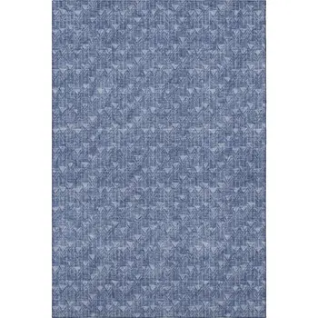 10' X 14' Navy Blue And Ivory Geometric Washable Area Rug With UV Protection