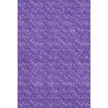 8' X 10' Purple And Ivory Geometric Washable Area Rug With UV Protection