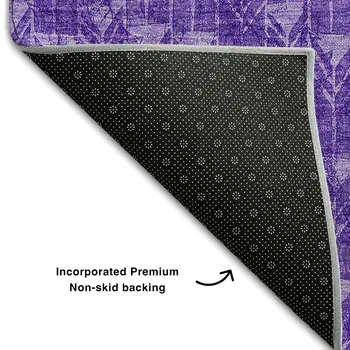 10' X 14' Purple And Ivory Geometric Washable Area Rug With UV Protection