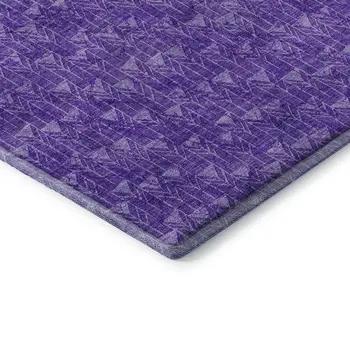 10' X 14' Purple And Ivory Geometric Washable Area Rug With UV Protection