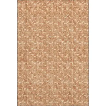3' X 5' Salmon And Ivory Geometric Washable Area Rug With UV Protection