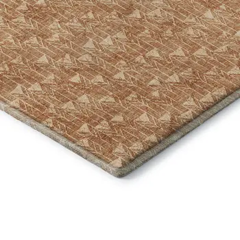 3' X 5' Salmon And Ivory Geometric Washable Area Rug With UV Protection