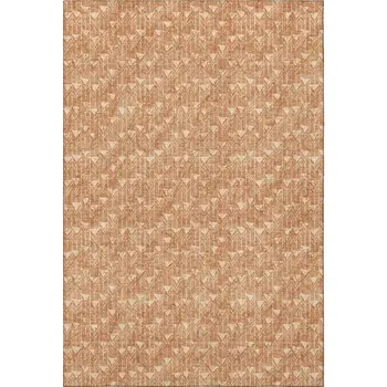 3' X 5' Salmon And Ivory Geometric Washable Area Rug With UV Protection