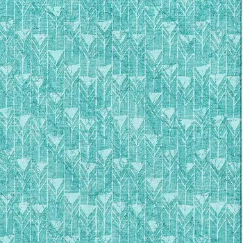 9' X 12' Teal And Ivory Geometric Washable Area Rug With UV Protection