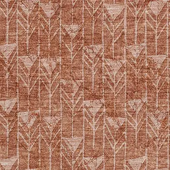 8' X 10' Terra Cotta And Ivory Geometric Washable Area Rug With UV Protection