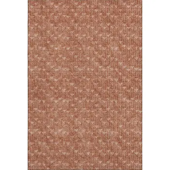 10' X 14' Terra Cotta And Ivory Geometric Washable Area Rug With UV Protection
