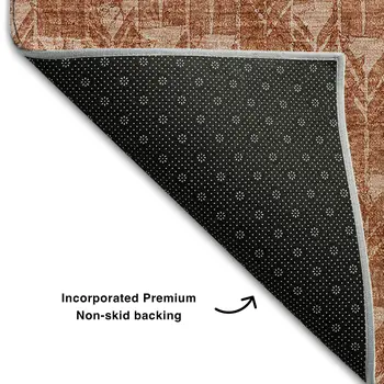 10' X 14' Terra Cotta And Ivory Geometric Washable Area Rug With UV Protection