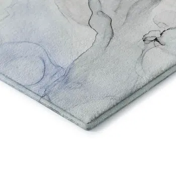 9' X 12' Blue And Ivory Abstract Washable Area Rug With UV Protection
