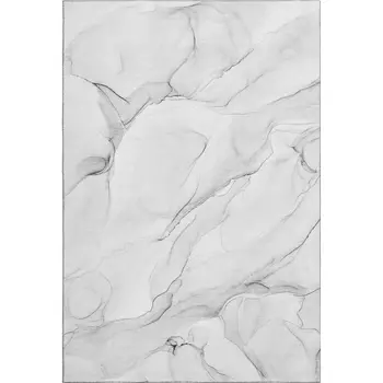 3' X 5' Gray And Ivory Abstract Washable Area Rug With UV Protection