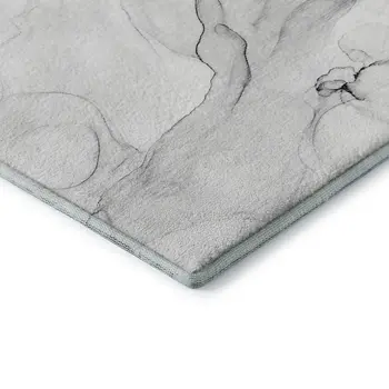 3' X 5' Gray And Ivory Abstract Washable Area Rug With UV Protection