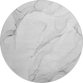 8' Gray And Ivory Abstract Washable Round Rug With UV Protection