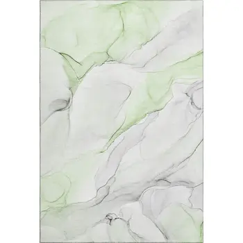 8' X 10' Green And Ivory Abstract Washable Area Rug With UV Protection