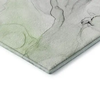 8' X 10' Green And Ivory Abstract Washable Area Rug With UV Protection