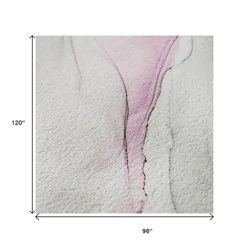 8' X 10' Pink And Ivory Abstract Washable Area Rug With UV Protection