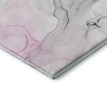9' X 12' Pink And Ivory Abstract Washable Area Rug With UV Protection