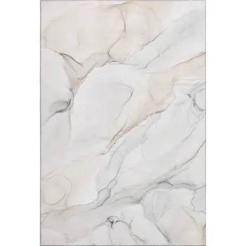 10' X 14' Ivory And Beige Abstract Washable Area Rug With UV Protection