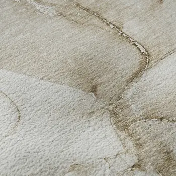 5' X 8' Brown And Ivory Abstract Washable Area Rug With UV Protection