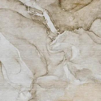 5' X 8' Brown And Ivory Abstract Washable Area Rug With UV Protection